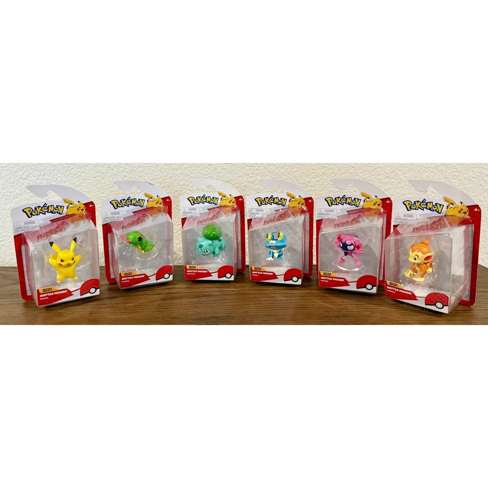 Pokemon Battle Figures Jazwares Set of 6 Impidimp  Froakie Chimchar Bulbasaur